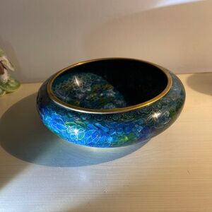 Mid Century Chinese Jingfa Cloisonné Bowl - "Blue Of Jingtai"- 8"